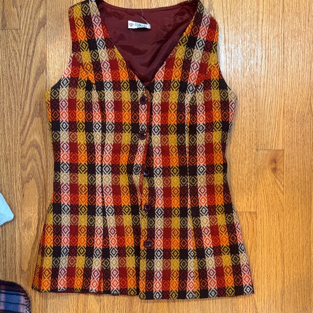 Vintage Plaid Sleeveless Women's vest
